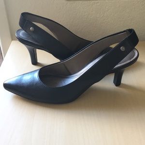 Life Stride Navy Pointy Toe Slingbacks